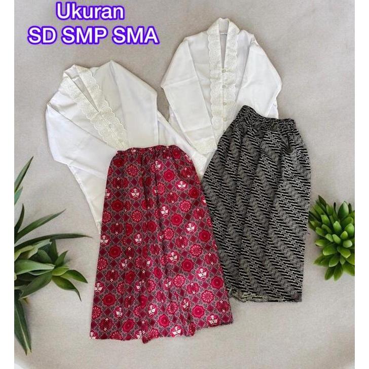 Warungbu_asri - Kebaya Sekolah Anak SD SMP SMA Setelan Kebaya Anak Putih Merah Usia 4-18 Th Seragam 