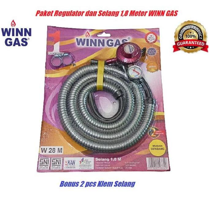 Paket Regulator dan Selang WINN GAS 1,8 Meter + W 18 M