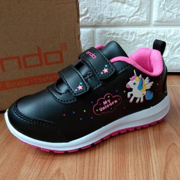 Sepatu sekolah anak perempuan sneaker ANDO unicorn 29-31 PAUD TK SD