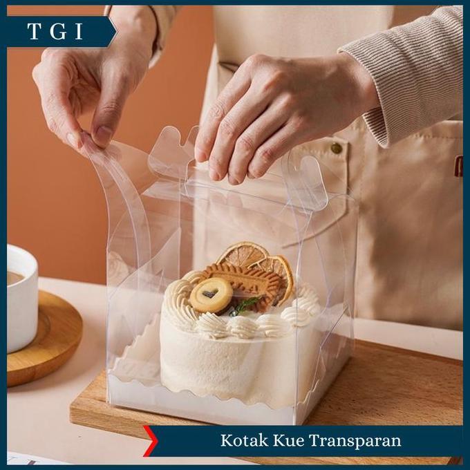 Sale Tgi - Cake Box With Handle Box Kue Mini Slice Cake Transparan Kotak Mika Packaging Kue Transpar