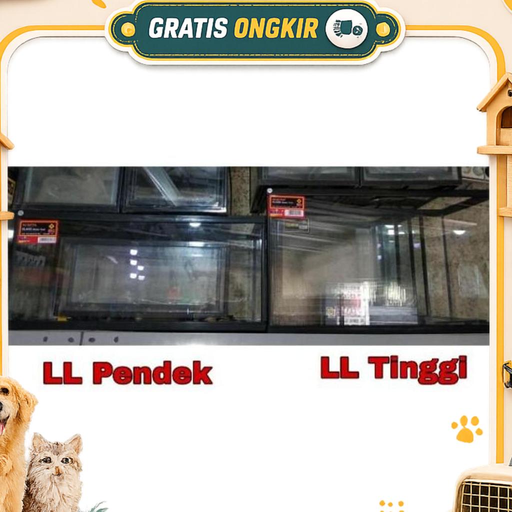 Terrarium Aquarium Gex Nikita 60 Cm Ll Tinggi Kandang Reptile + Tutup