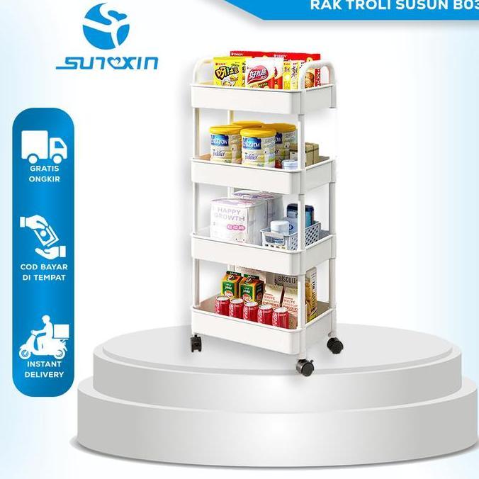 SUNXIN Rak Troli Susun Serbaguna B03/ Rak Dapur Plastik / Rak Salon /