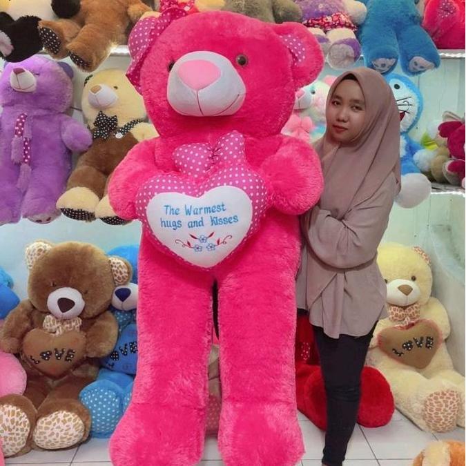 Boneka Tedy Bear WARMES Ukuran 1,5METER Topi pita love Super jumbo dolls