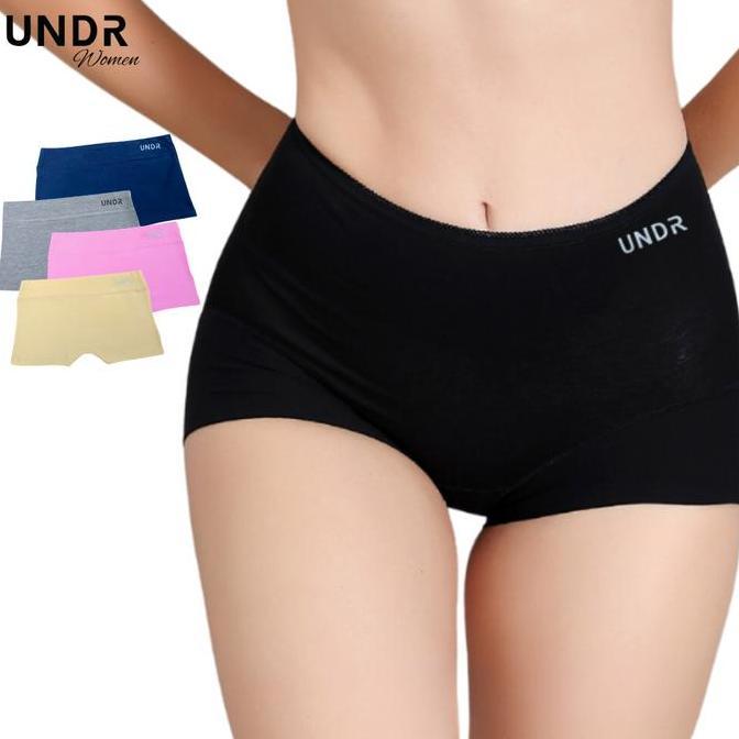 UNDR Boxer Wanita Celana Dalam Dalaman Perempuan Boy Short Katun Pure Cotton CD Kolor Kotak Bokser C