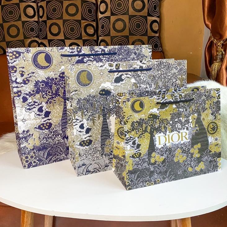 Paper Bag Dior Gold Special Edition Motif Trees Paperbag Branded Mewah Limitid Edition