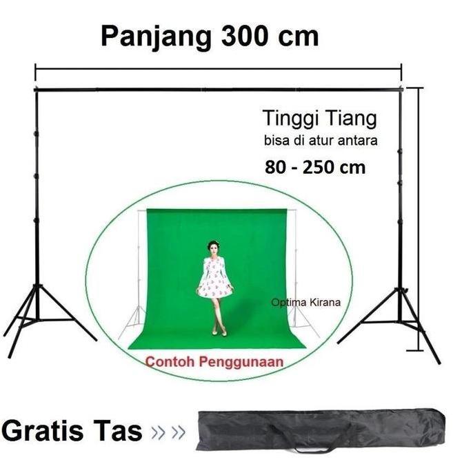 NEW Tiang Kain Foto Green Screen Tripod Gawang Stand 3x2.5 M Back Ground Backdrop Studio Latar Belak