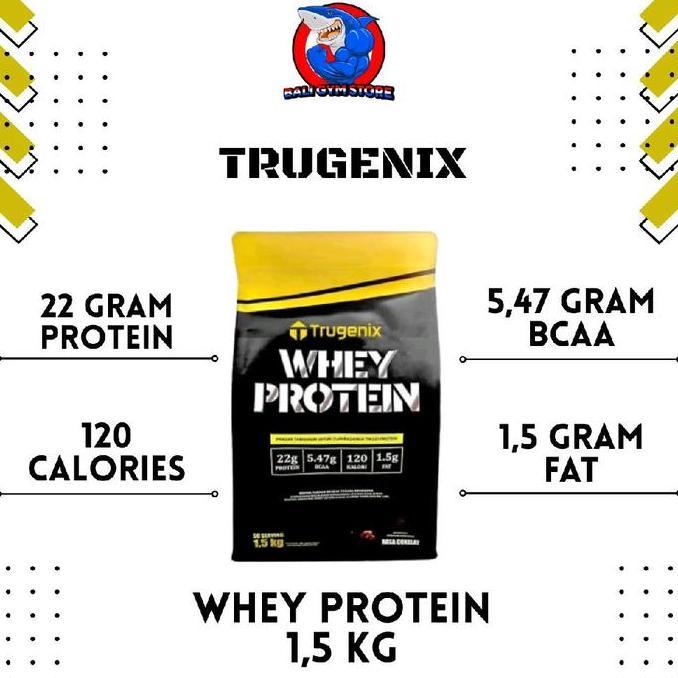 Trugenix Whey Protein Isolate 1.5Kg  Concentrate 50 Servings 100% Whey Protein Bpom