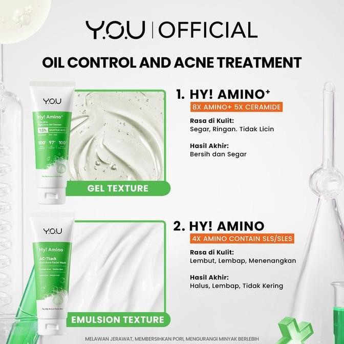 YOU Hy Amino+ Plus Low pH Fight Acne Gentle Gel Cleanser Hy Amino AC-Ttack Anti-Acne Facial Wash fac