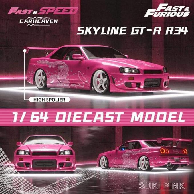 noelcuan.id / Fast Speed 1/64 Skyline GTR R34 Z Tune Fast Furious Suki Pink Livery Diecast Diskon