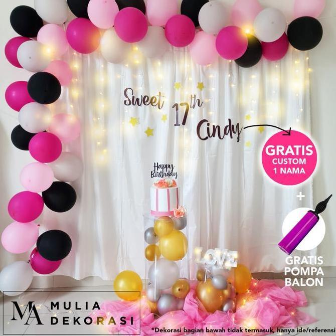 Gotogo- Dekorasi Sweet Seventeen 17 Th Birthday Ultah Paket Lengkap Photobooth