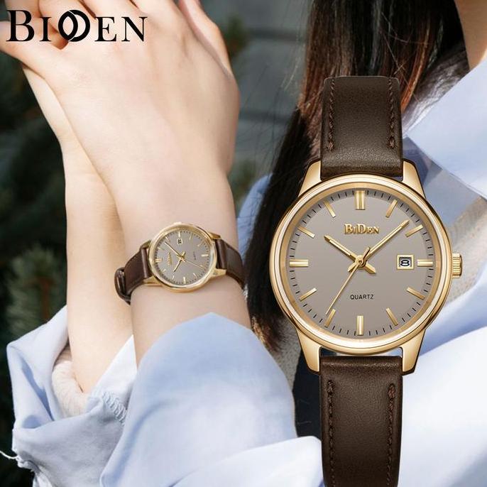 Avastashop - BIDEN Jam Tangan Wanita Original Anti Air Kalender Tali Kulit Korea Jam Tangan Cewek