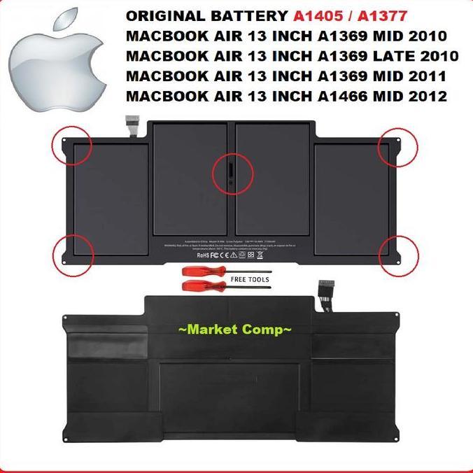 Baterai Macbook Air 13 Mid 2011 A1377 A1405 Battery Macbook Air 13"