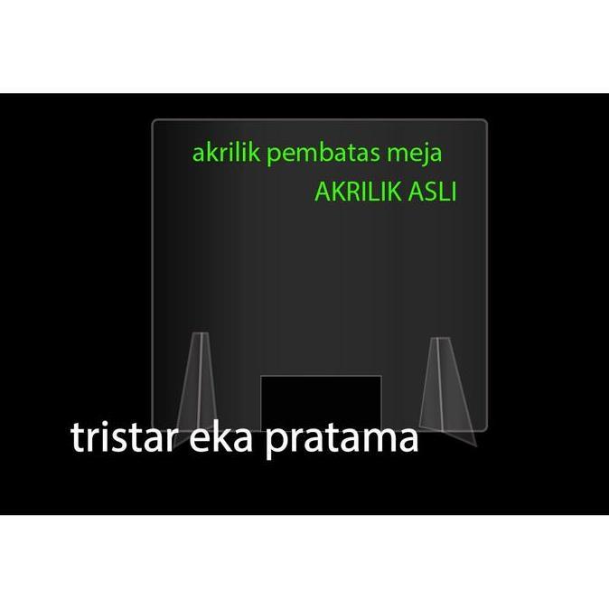 akrilik penyekat meja kantor meja resto ukuran 120cmx60cm