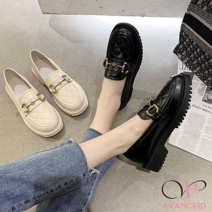 FLASH SALE AVANCEID 1909 Loafers Sepatu Sneakers Wanita Kerja Docmart Hitam