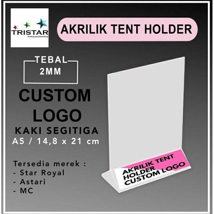 DISPLAY MENU AKRILIK / UKURAN A5 segitiga dengan custom tulisan