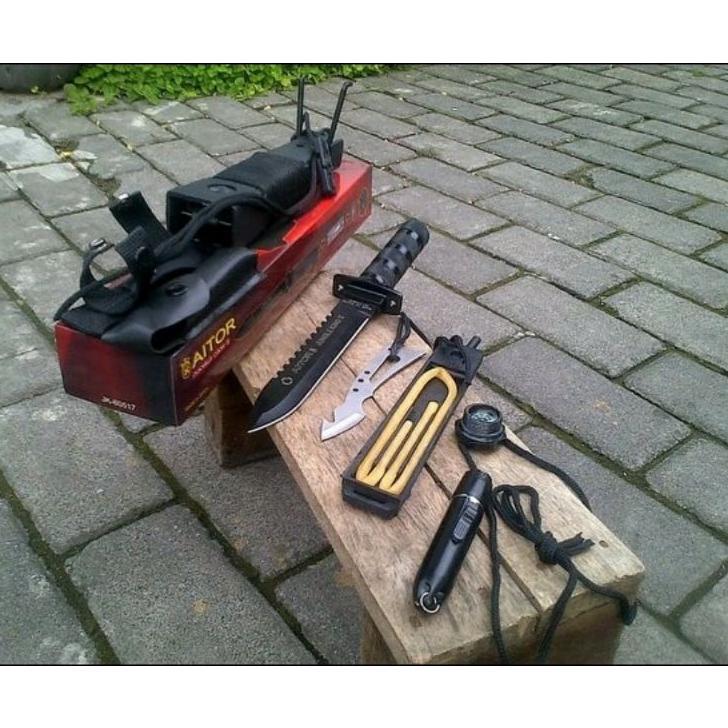 Pisau Komando Aitor Jungle King 2 Ii Hitam Bushcraft Outdoor Survival Berburu Camping Pendaki