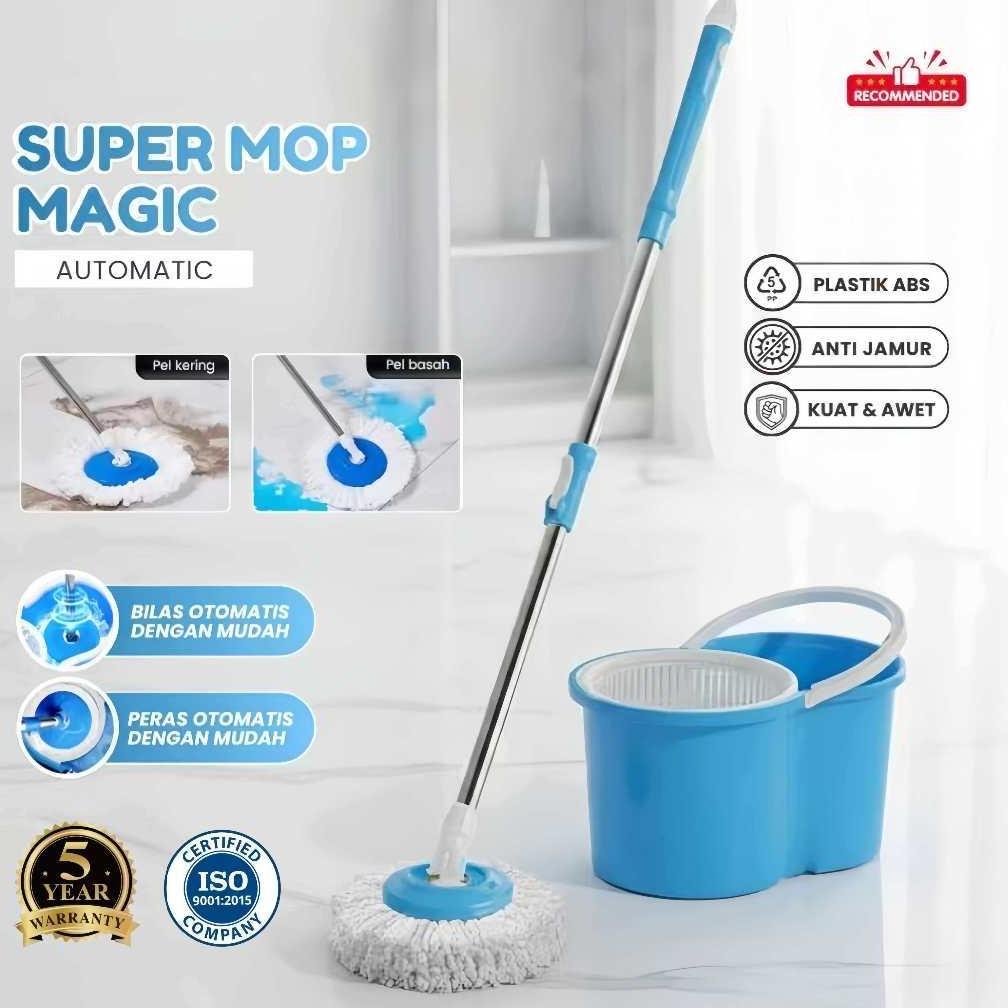 Set Alat Pel Otomatis dengan Wadah Pel - Tempat Pel Sistem Peras, Plastik Tebal Tahan Lama untuk Lan