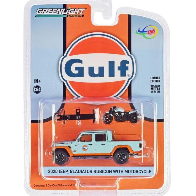 51524 Greenlight 2020 Jeep Gladiator Rubicon Motorcycle GULF Diecast