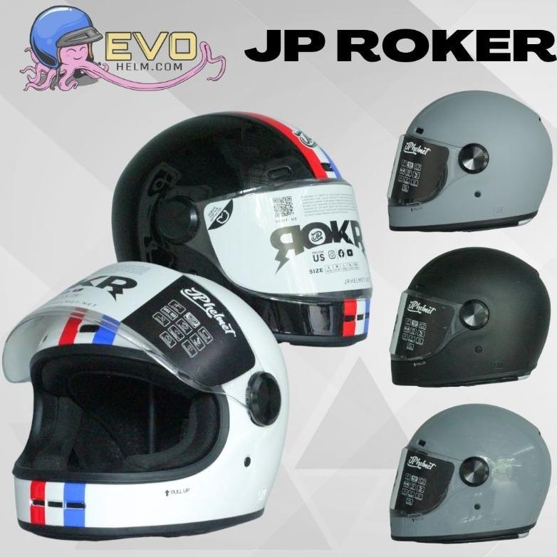NEW JP ROKR RETRO HELM JPX FULL FACE VESPA CLASSIC & MOTOCROSS UNISEX ORIGINAL SNI (DOT) [terbaik][t