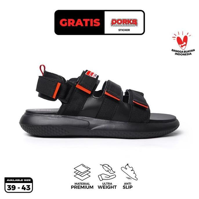 Dorks Archieve full black | Sandal Gunung | Sandal pria Sandal Wanita