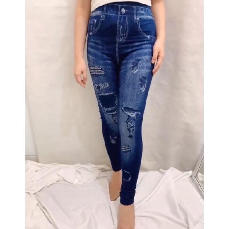 TERMURAH LEGGING JEANS IMPORT FIT TO 80KG / LEGING DENIM WANITA / LEJING JEANS MOTIF
