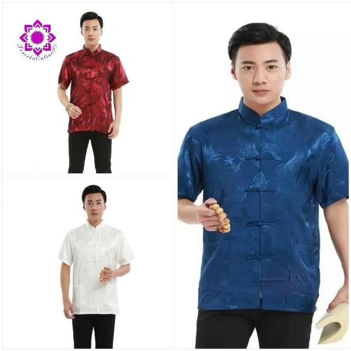 PROMO.... Cheongsam Lengan Pendek Pria Merah Maroon.