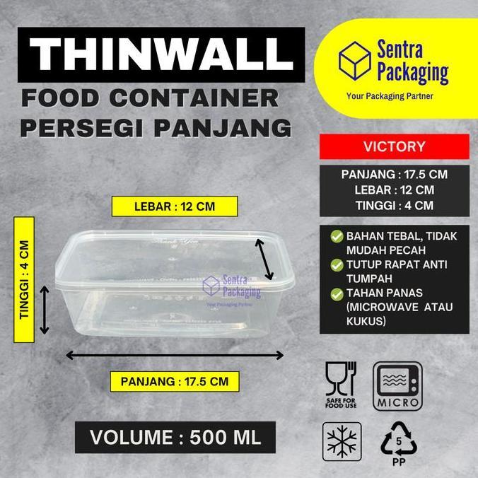 Kotak Makan Plastik 500ml / Thinwall / Food Container - VICTORY - PACK