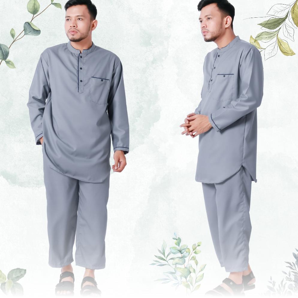 premium setelan koko kurta pakistan dewasa lengan panjang warna hitam putih abu abu navy biru coklat