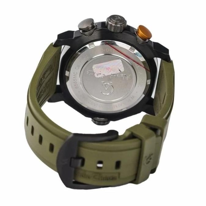 Jam Tangan Pria Alexandre Christie Chronograph AC 6565 MCREPGN Black Dial Green Rubber Strap