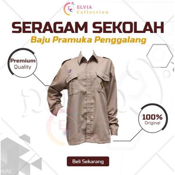 Elvia Seragam - Baju Pramuka Smp Panjang - Baju Pramuka Saku Atas Smp - Baju Pramuka Tangan Kancing