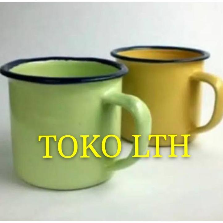 Per 6 Pcs Cangkir Jadul Seng Kaleng Enamel Polos / Mug Gelas Panci