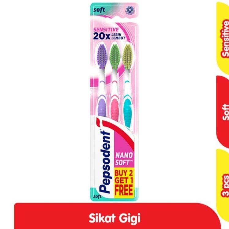 Pepsodent Sikat Gigi Nano Soft Sensitive Isi 3S Murah