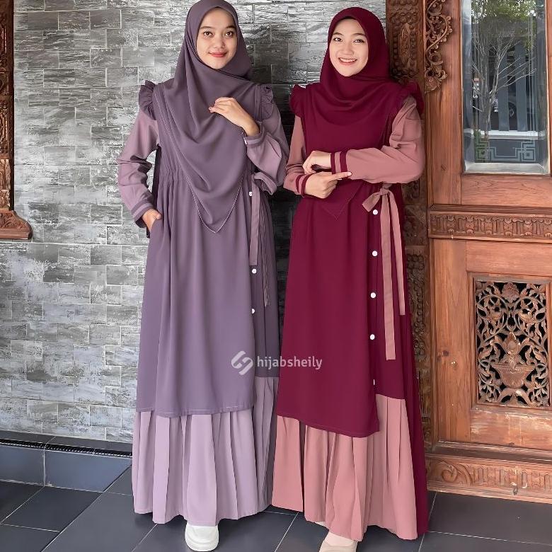 Free Ongkir Gamis Ayana Kombinasi Dress Korean Hijabsheily