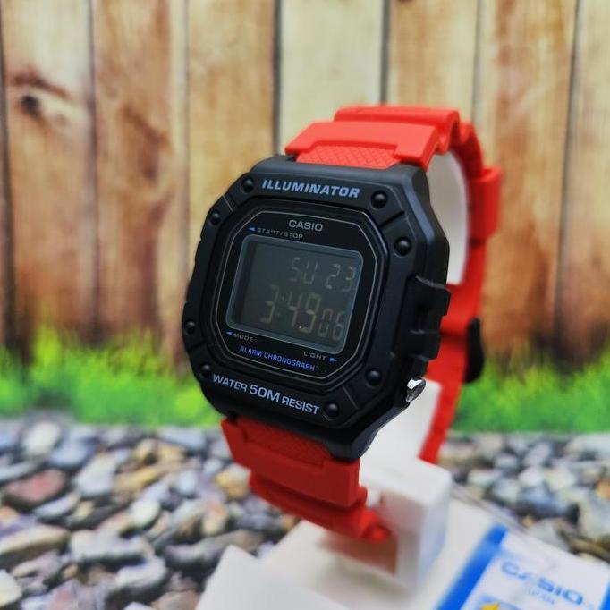 CASIO Digital Jam Tangan Pria Strap Karet W-218H Custom Original