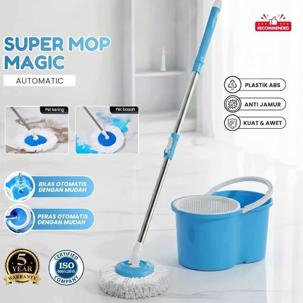 Set Alat Pel Otomatis dengan Wadah Pel - Tempat Pel Sistem Peras, Plastik Tebal Tahan Lama untuk Lan
