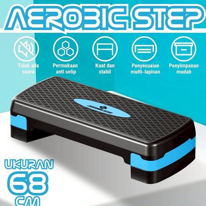 Bettersport Papan Senam Aerobic Step Zumba 2 Tingkatan Adjustable Alat Olahraga 68cm