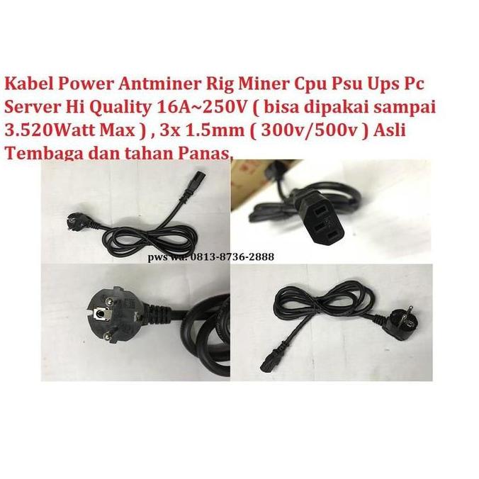 Kabel Power Antminer Rig Miner Cpu psu ups pc server Hi Quality 16A 3M