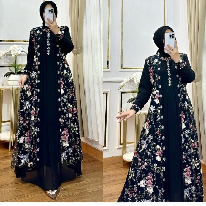 Best Seller Gamis Pesta Mewah Elegan Misela Drses Bo Size M L Xl Xxl Xxxl Ld 100-130 Cm Pb 140 Cm Ba