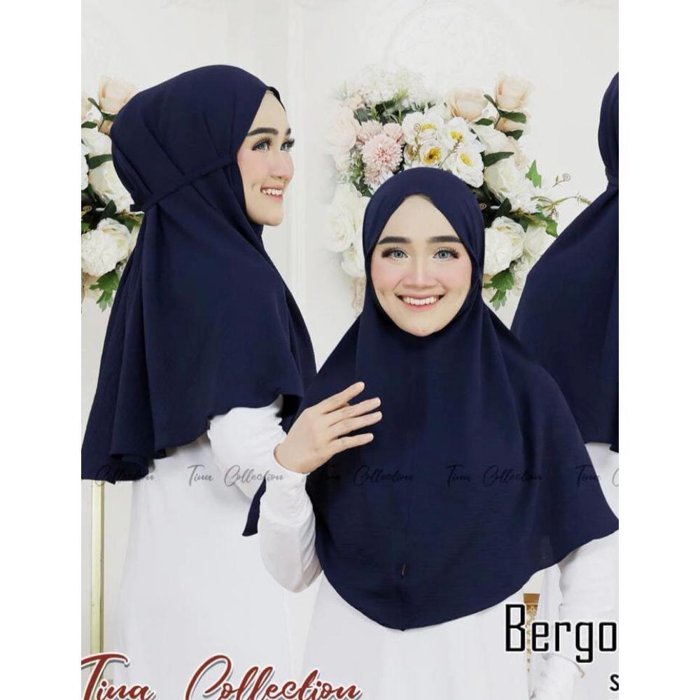 Hijab Segi Empat - Hijab Bergo Crinkle Air Flow Tali Size L./ Jilbab Instan Crinkle Airflow L