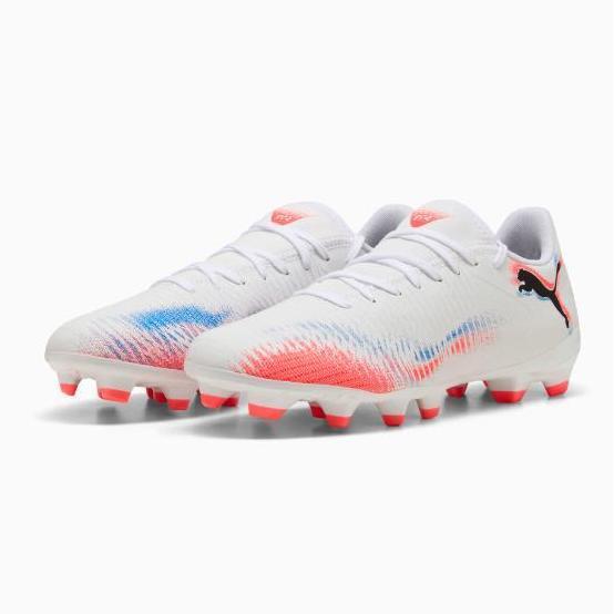 Sepatu Bola Futsal Unisex Puma FUTURE 8 PLAY FG/AG Stud Warna PUMA White-PUMA Black-Glowing Red - 10