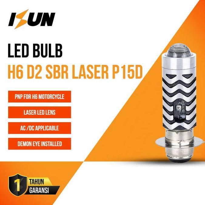 iSUN Lampu LED Utama Motor H6 Laser Gun P15D-25 SBR Demon Biru DC9-80V