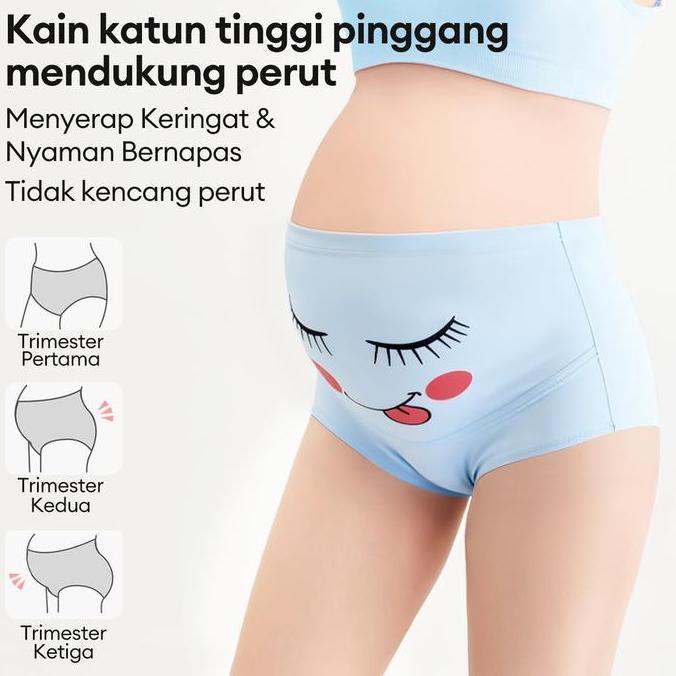 2/3/4/6pcs cd ibu  bumil celana dalam hamil kain lembut banyak size bahan katun pinggang tinggi adem