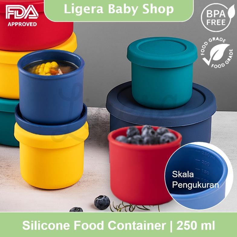 LIGERA 250ml Silicone Baby Food Container / Ada Skala Takaran / Lunch Storage Box Wadah Makan Siliko
