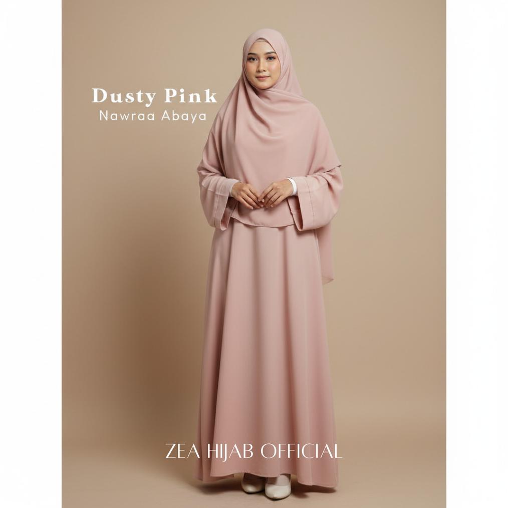 Best Seller Gamis SyarI Polos Wanita Simple | Abaya Muslimah Elegan Dusty Pink | Abaya Lebaran | Naw