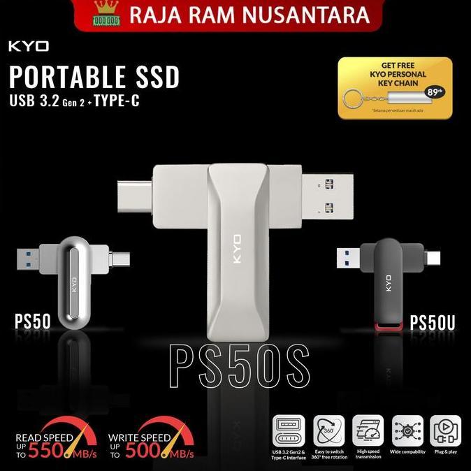 KYO PS50 PS50U PS50S 1TB Portable SSD USB 3.2 TYPE C External SSD Eksternal USSD