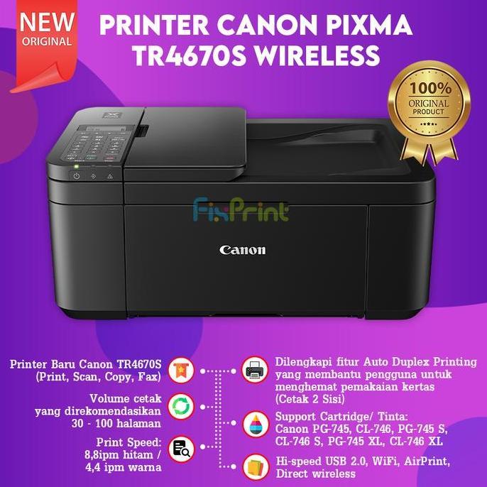 Terlaris Canon Pixma Tr4570S / Tr 4570 S Wifi Duplex All-In-One Printer + Adf | Mesin Cetak Canon E4