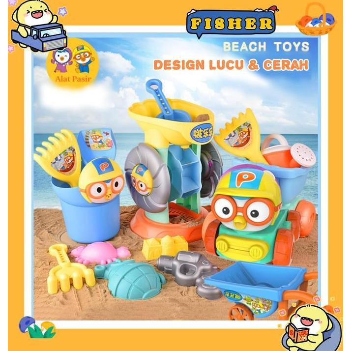 Kids [FISHER] set mainan cetakan alat pasir anak model PORORO