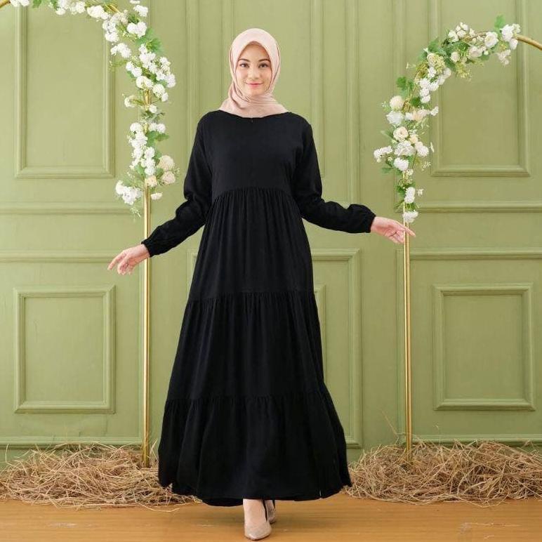 Grade Ori Gamis Wanita Muslim Susun Polos Syari Bahan Katun Rayon Premium Dress Rayon Jumbo Premium