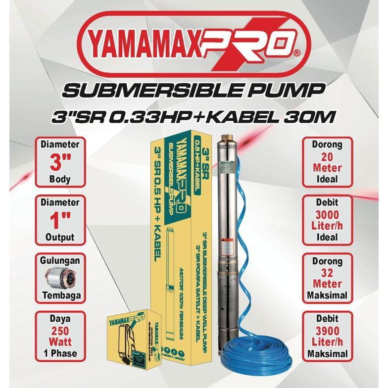 NEW YAMAMAX-PRO 3" SR 0.25HP, 0.33HP, 0.5HP, 0.75HP, 1HP Pompa Air Celup Satelit/Sumbmesible Pump/Po