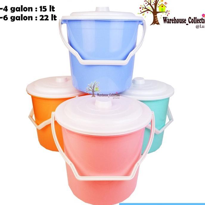 Ember Pastel 4 Galon (15 Liter)/ 6 Galon(22 Liter)/Ember Tutup Warna Warni /Ember Tebal Pastel Seri